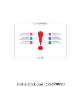 red exclamation infographic template. six option informational templates. web, internet, annual report, magazine infographic template