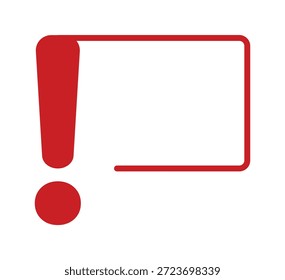 Signo de exclamación rojo con espacio en blanco sobre fondo blanco.
