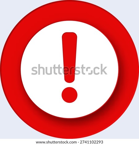 Red exclamation mark icon in circle design.