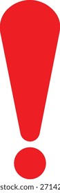 Ícone de ponto de exclamação vermelho, símbolo de alerta de aviso representando atenção, mensagem de cuidado, indicador de ênfase e design do sinal de comunicação