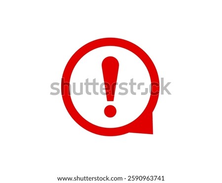 Red exclamation mark inside a circle symbolizes caution and alert. used for warnings.