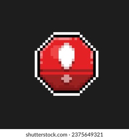 red exclamation mark in pixel art style
