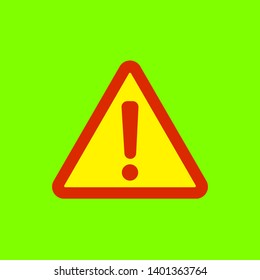 Red Exclamation mark sign in triangle vector isolated on UFO Green background. icon for ui, website and label.Vector illustration