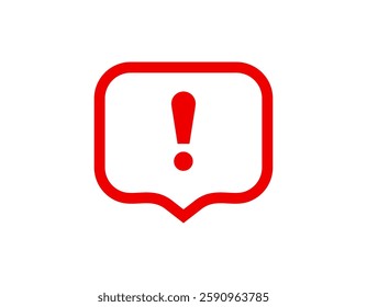 Red exclamation mark sign within a simple framework, indicating caution or alert.