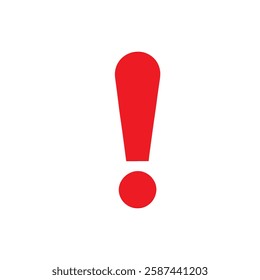 Red exclamation mark, silhouette vector icon sign symbol illustration design.