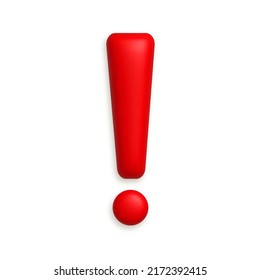 Red exclamation mark symbol. Attention or caution sign icon. 3d realistic design element. vector illustration.