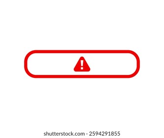 Red exclamation mark warning sign in a simple rectangular framework. signifies caution and alerts viewers to potential hazards.