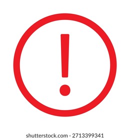 Aviso de ponto de exclamação vermelho. Ícone de vetor da interface da Web
