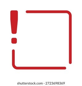 Ponto de exclamação vermelho dentro do quadro geométrico sobre fundo branco.