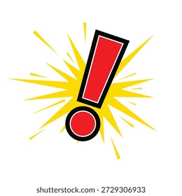 Signo de exclamación rojo con Vector amarillo