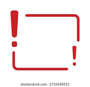 Marcas de exclamación rojas con bordes sobre fondo blanco.