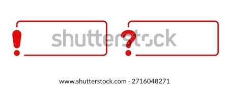 Red Exclamation And Question Mark Frame Border Set. Communication, Inquiry, And Alert Symbol Collection. Dialogue And Messaging Interface Design. Isolated Vector Illustration.