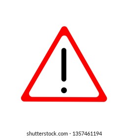 Red Exclamation Sign - Danger Triangle Road sign isolated on white background