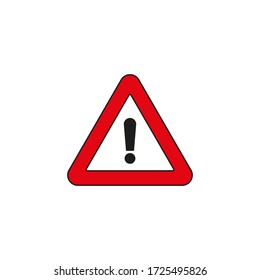 Signo de exclamación roja - Signo de triángulo de peligro aislado en fondo blanco