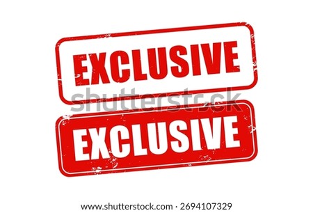 Red exclusive stamp rubber texture mark sign for special offers and unique content. Exclusive Grunge Red Rubber Stamp Signs Vector Set for Premium Content and Offers