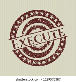 Red Execute distressed rubber grunge stamp