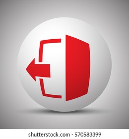 Red Exit icon on white sphere