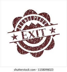 Red Exit rubber seal with grunge texture