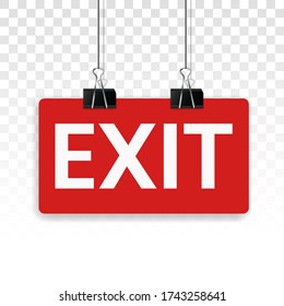 Red exit sign flat colors icon for app or website