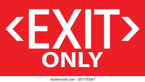 Red exit sign with left and right arrows with only text. Vector illustration 