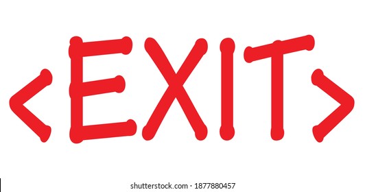 Red exit sign with left and right arrows.Vector illustration 