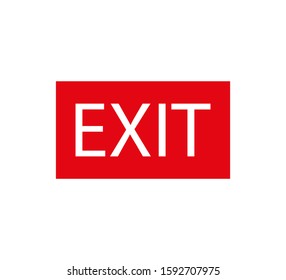 Red exit sign. Vector illustration, flat design.