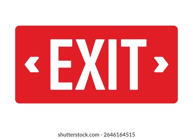 Red EXIT Sign with White Arrows Pointing Left and Right – Emergency Wayfinding Symbol – High Quality Vectorial Stock Image