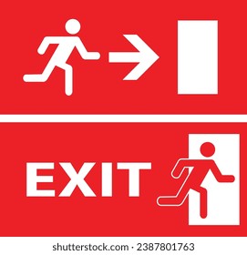 Red Exit Symbol vector art.