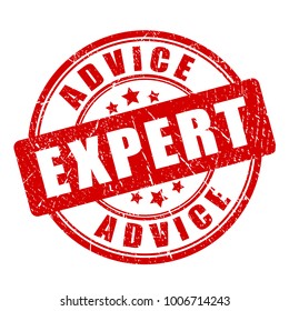 Red expert advice vector stamp illustration isolated on white background