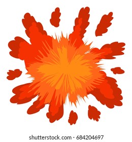 Red explosion icon, cartoon style
