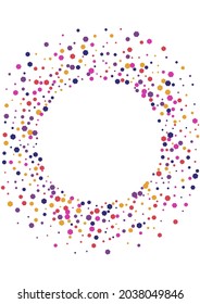 Red Explosion Round Wallpaper. Confetti Fun Background. Purple Dot Isolated. Circle Orange Anniversary Texture. Flying Frame.