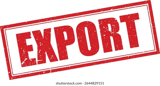 Red Export Rubber Stamp Word Text Written in Grunge Vector in Double Sharp Border, Vintage, Transparent Background