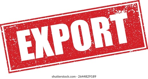Red Export Rubber Stamp Word Text Written in Reverse Grunge Vector in Sharp Border, Vintage, Transparent Background