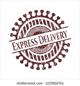 Red Express Delivery distress rubber stamp with grunge texture