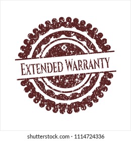 Red Extended Warranty distress grunge style stamp