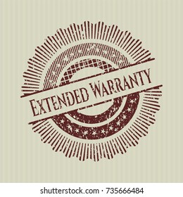 Red Extended Warranty distress rubber grunge stamp