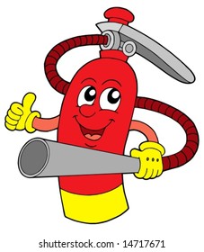 Red extinguisher with face - vector illustration.