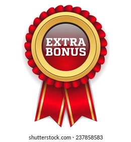 Red extra bonus badge with gold border on white background