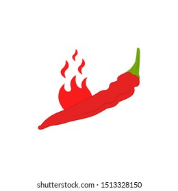 red extra fire hot chili pepper. flat color design for grocery, culinary products, seasoning and spice packaging. symbol for recipe apps, sites decoration, indian cooking book, element restaurant menu