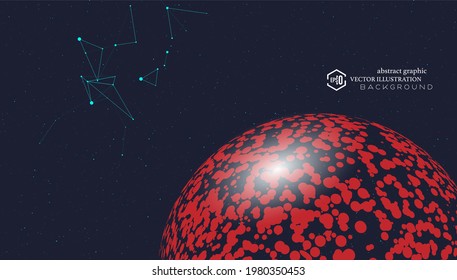 Red extraterrestrial planets float in outer space. Abstract vector   scientific astronomy background.