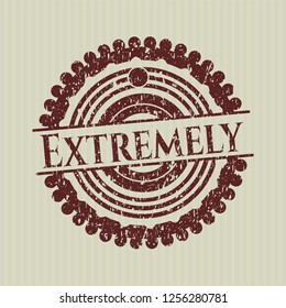 Red Extremely distressed rubber stamp with grunge texture