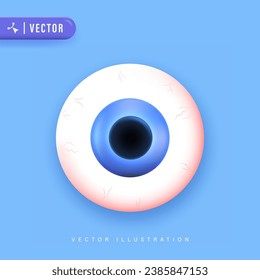 Ilustración 3D Ojo Rojo. Ojo irritado, Ojo seco, ojo inflamado y ojos cansados Ilustración. Icono vectorial 3d. Dibujo de estilo mínimo.