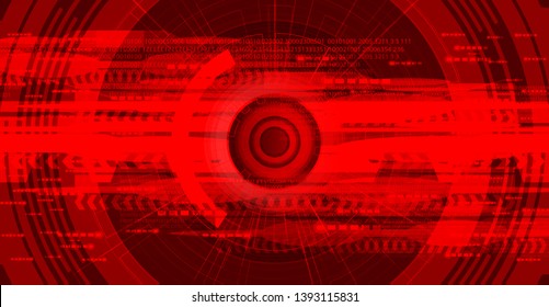 Red Eye Camera Cyber Hi-tech On Future Orange Technology Background,Camera Security And Robot Concept Design,Vector Illustration.