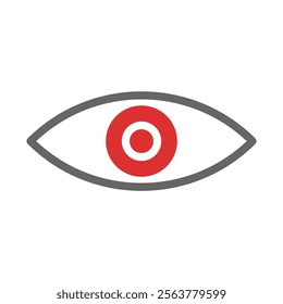 Red eye icon. Concept of vision, surveillance, and observation.