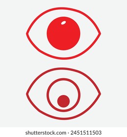 Plantilla de diseño de iconos de ojos rojos, concepto de logotipo de Creative Vision. Colorida visión del logotipo del ojo. Icono del Vector, concepto del logotipo del cuidado de ojos. Ilustración vectorial. Archivo Eps 304.