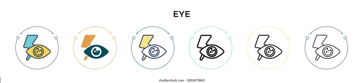 Icono de ojo rojo en el estilo relleno, delgado, contorno y trazo. Ilustración vectorial de dos diseños de iconos de los vectores de ojos rojos de color y negro se puede utilizar para móviles, ui, web