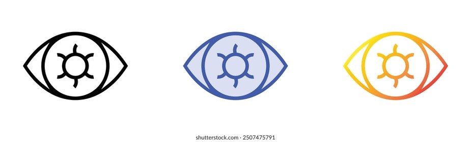 red eye icon. Linear, Blue Fill and Gradient Style Design Isolated On White Background