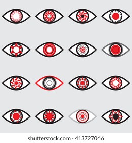 Red Eye icon or logo.  Optic sign vector isolated