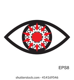 Red Eye icon or logo.  Optic sign vector isolated
