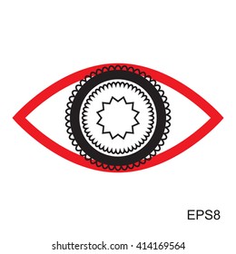 Red Eye icon or logo.  Optic sign vector isolated